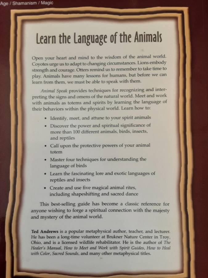 Animal Speak, Spiritual & Magical Powers of Creatures Great & Small by Ted Andrews