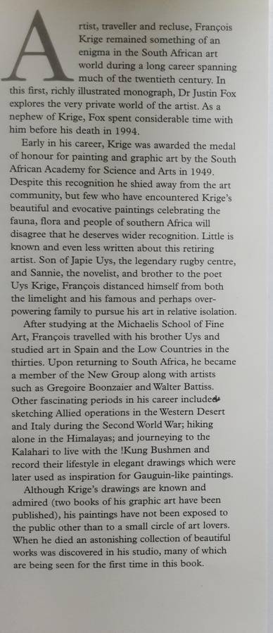 The Life and Art of Francois Krige by Justin Fox