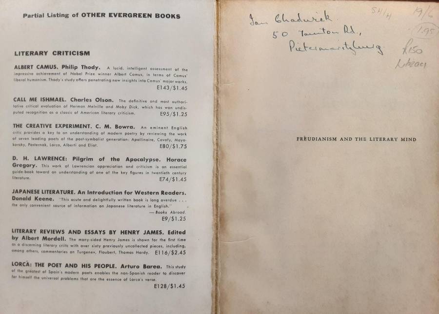 Freudianism and the Literary Mind by Frederick J Hoffman