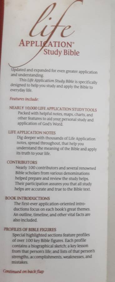 Life Application Study Bible NIV New International Version
