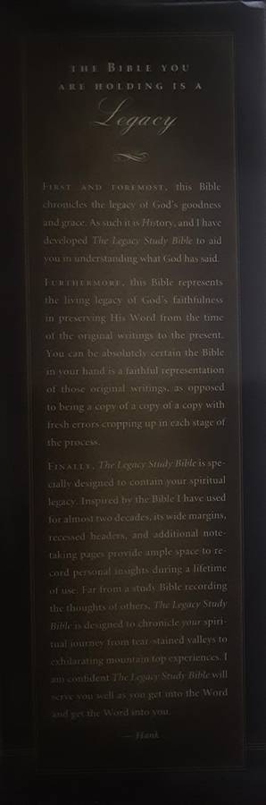 The Legacy Study Bible NKJV general editor Hank Hanegraaff