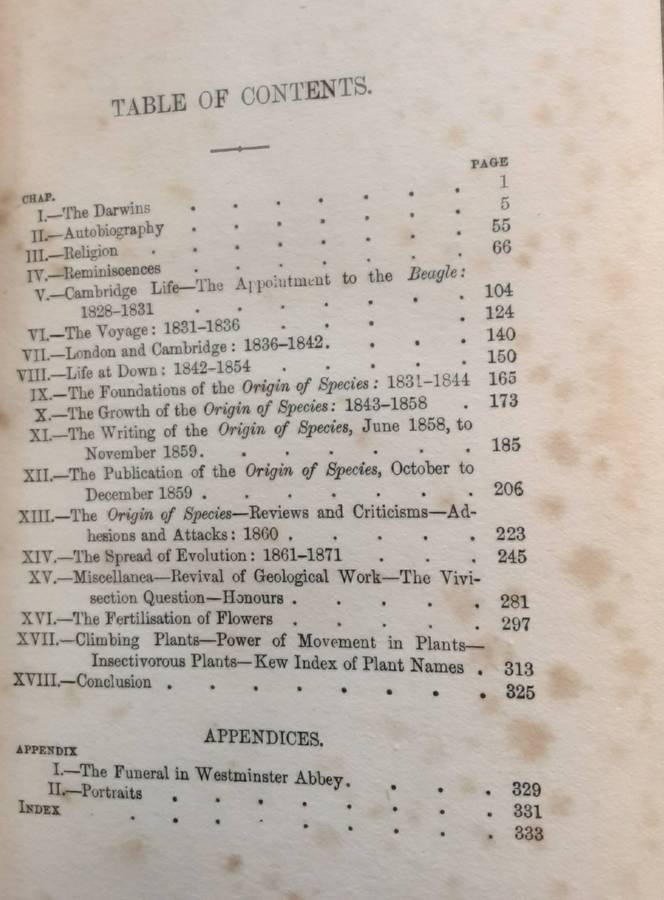 Charles Darwin His LifeTold in a Autobiographical Chapter edited by his son Francis Darwin 1902