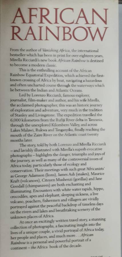 African Rainbow Across Africa by Boat by Lorenzo & Mirella Ricciardi **First Edition **