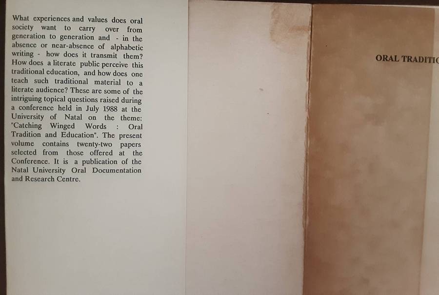Oral Tradition And Education edited by Edgard Sienaert and Nigel Bell
