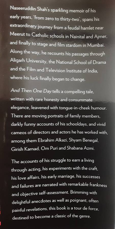 Nasseeruddin Shah And Then One Day A Memoir