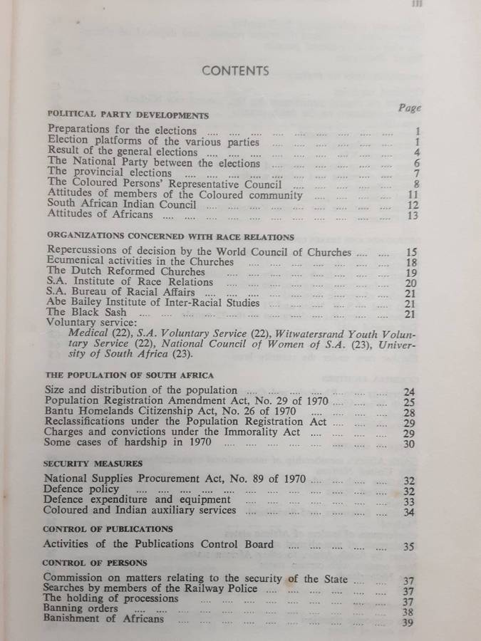A Survey of Race Relations in South Africa 1970 compiled by Muriel Horrell