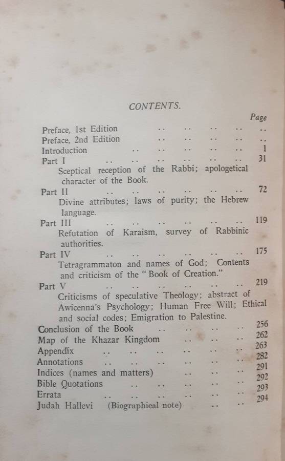 Judah Hallevi's Kitab AL Khazari translated by Hartwig Hirschfield
