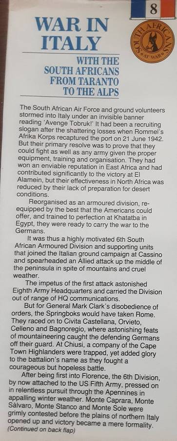 War in Italy With the South Africans from Taranto to the Alps by Jack Kros