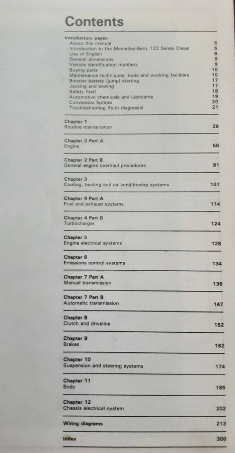 Mercedes Benz 200D, 240D, 240TD, 300D & 300TD 123 Series 1976 to 1985 Haynes Workshop Manual