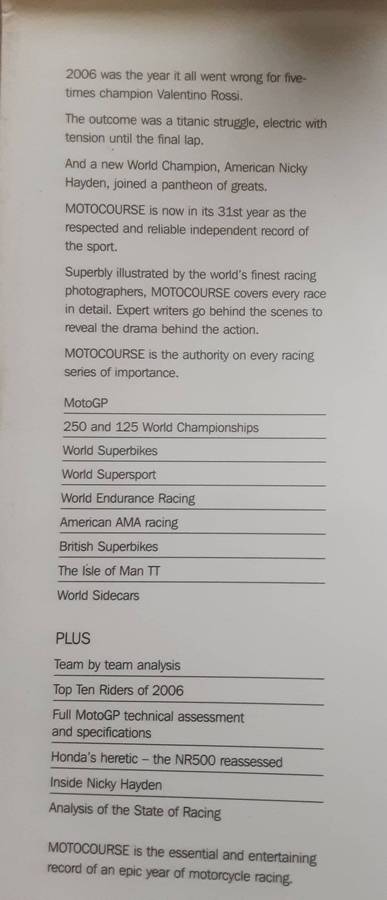 Motocourse 2006-2007 31st Year of Publication CMG Publishing