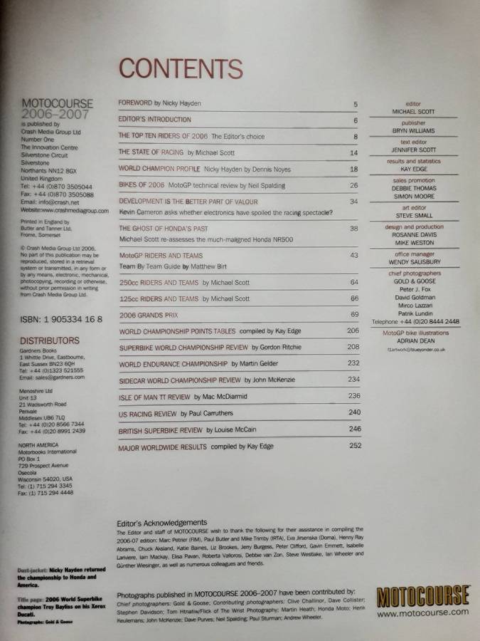 Motocourse 2006-2007 31st Year of Publication CMG Publishing