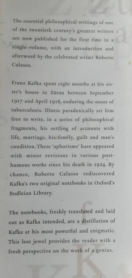 The Zurau Aphorisms by Franz Kafka