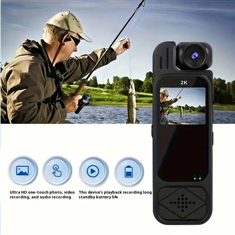 2K Ultra HD Video Recording Camera - Portable, Rechargeable, 180° Rotating Handheld Stabilizer