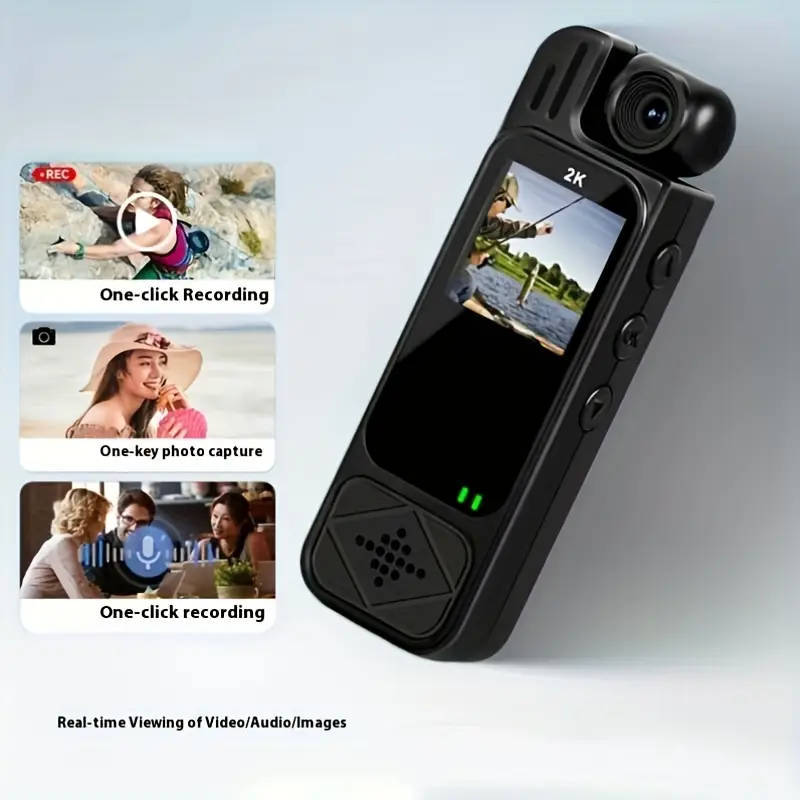 2K Ultra HD Video Recording Camera - Portable, Rechargeable, 180° Rotating Handheld Stabilizer