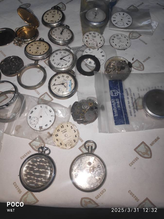 mixed pocket watch parts lot, Zobo, CYMA