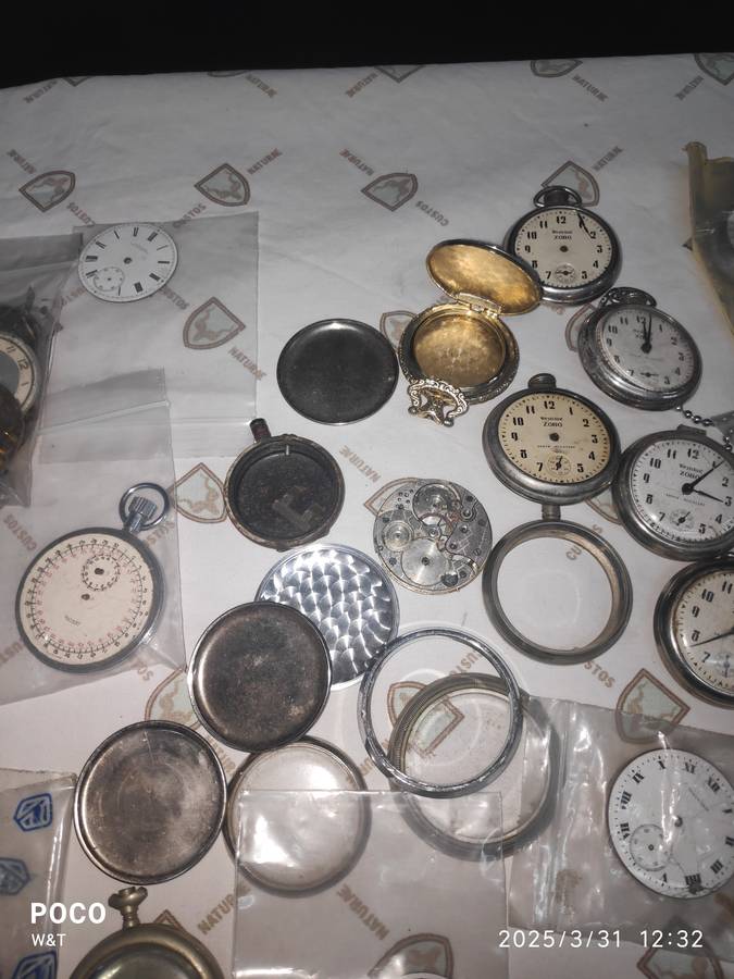 mixed pocket watch parts lot, Zobo, CYMA