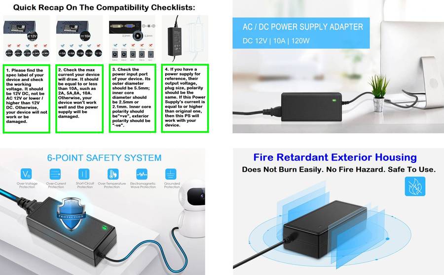 12V AC/DC Power Adapter, Power Supply, Transformer. Waterproof 10A 12V 120W. Collections Are Allowed