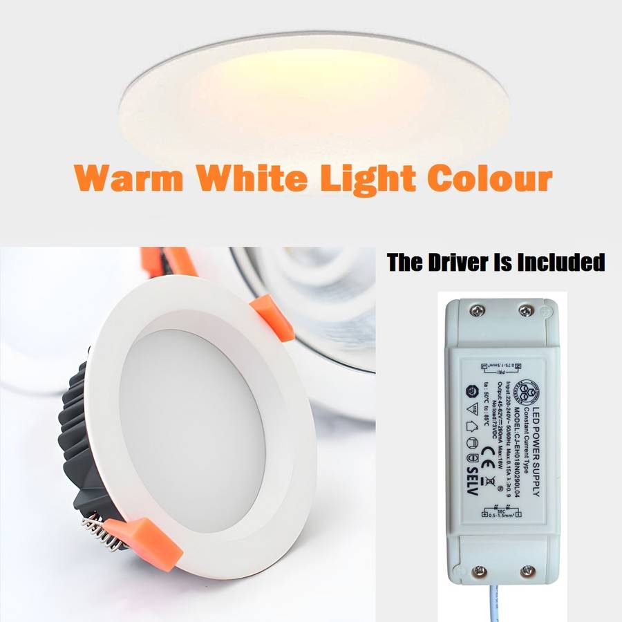 18W LED Warm White Light Colour Round Panel Recessed Ceiling Light AC220~240V. Collections Allowed.