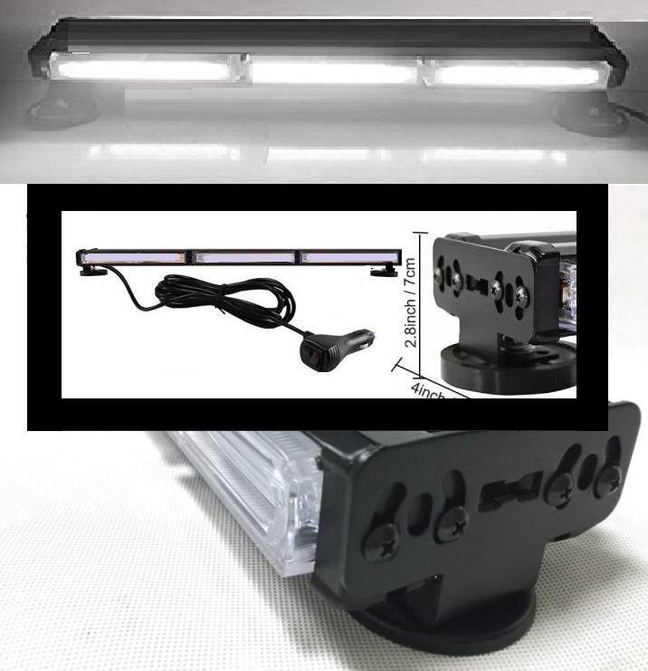 Cool White Double-Sided LED Vehicle Flash Strobe Light Bar 450mm Magnetic Mount. Collections Allowed