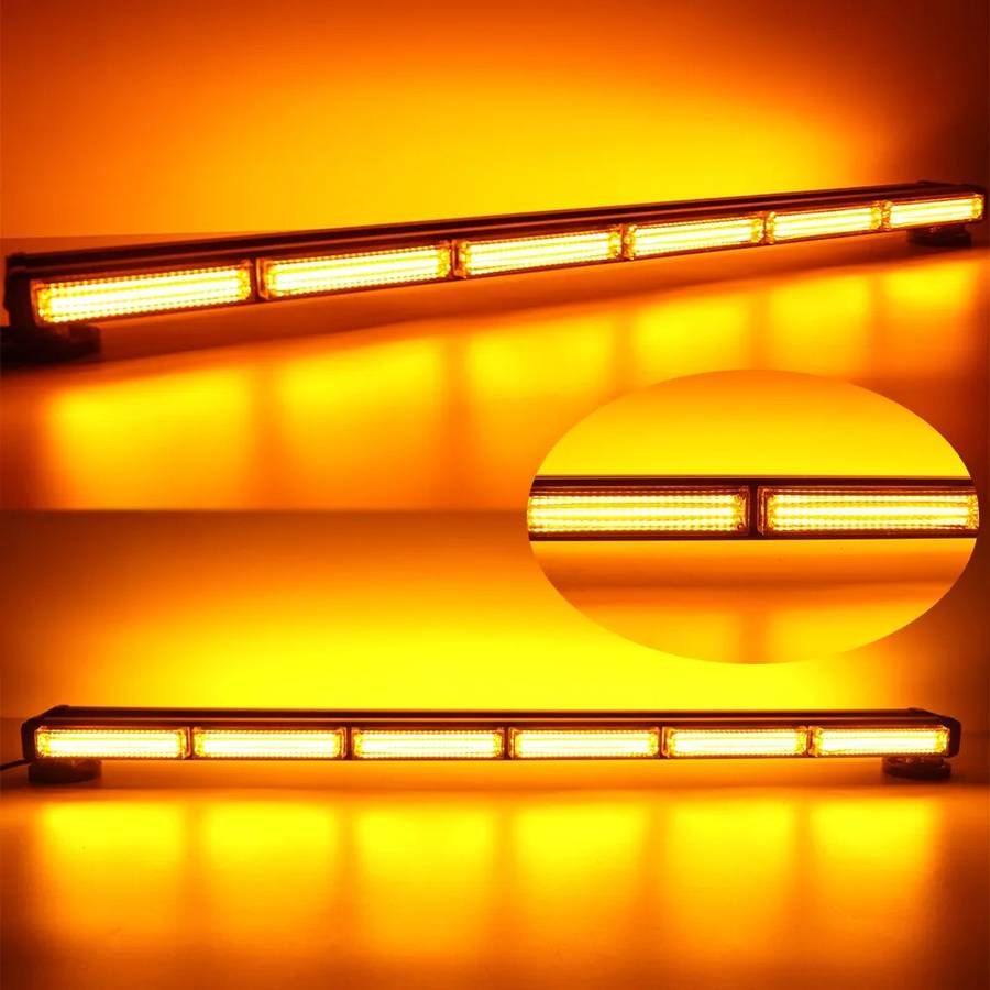 Flash Strobe Magnetic Mount LED Double Side Light Bar 90cm. Amber Orange Yellow. Collections Allowed