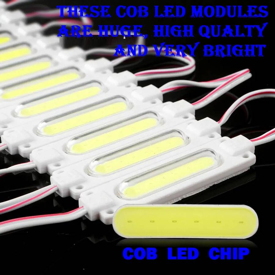 Giant Cool White COB LED Light Modules. Waterproof Injection Moulded with Lens. Collections Allowed.