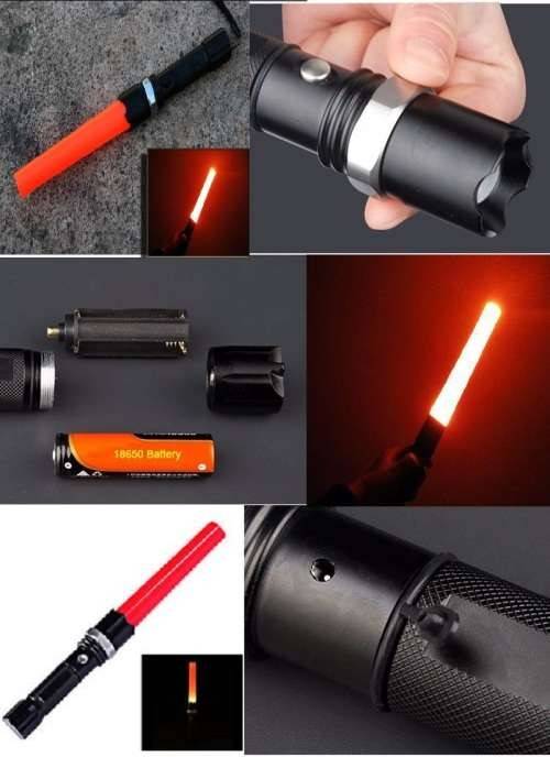 Hand-Held Rechargeable LED Traffic Safety Wand Signal Light and Torch. Collections Are Allowed.