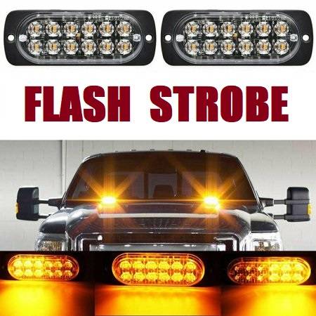 Amber Orange Yellow LED Flash Strobe Car Grille Bumper Cluster Lights 12V/24V. Collections Allowed.