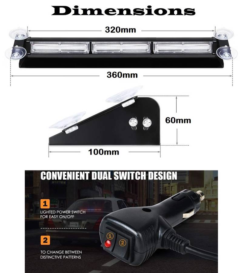 Red COB LED Windscreen Dashboard Vehicle Flash Strobe Very Long Dash Light Bar. Collections Allowed.