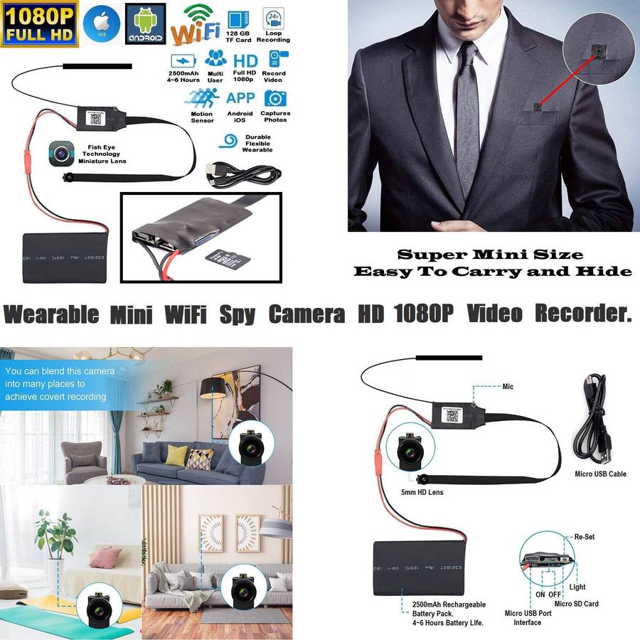Mini WiFi Spy Camera HD Video Recorder. Wearable, Motion Sensor Plus Much More. Collections Allowed.