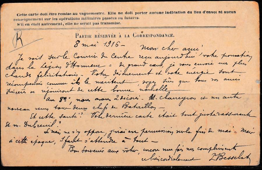 A FRENCH POST CARD WWI O.A.S. READ BELOW LOOK SCAN X 2