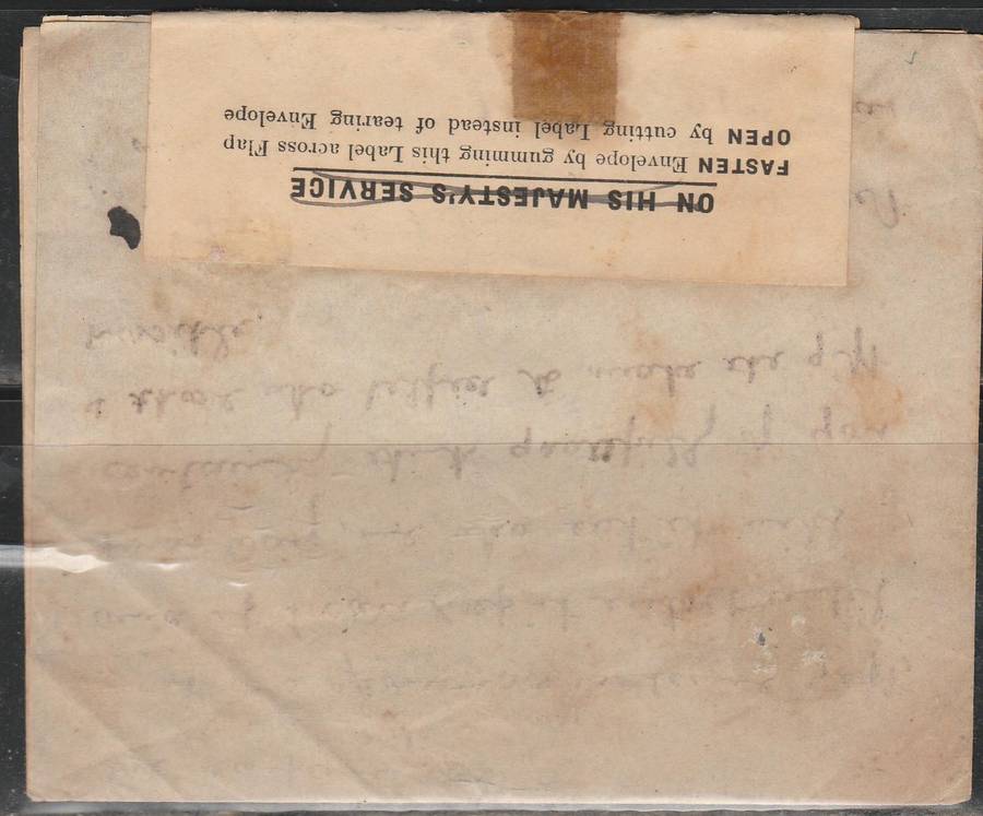 ON ACTIVE SERVICE TO PILGRIMS REST FRANKED SA STAMPS OVER PRINTED K. T. U. WITH CENSOR TAB SCAN X 2