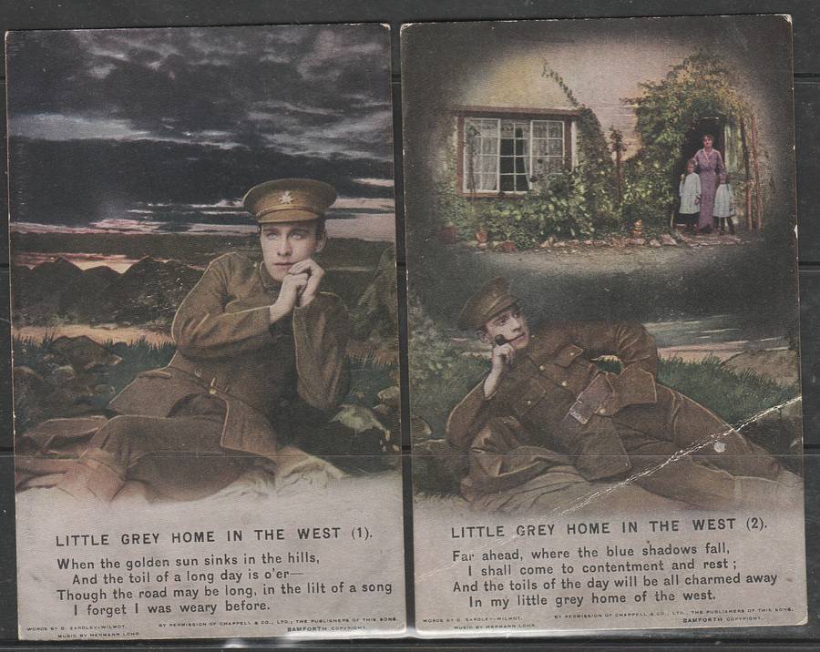 SONG CARDS WWI FULL SET OF 4 POST CARDS LOOK SCAN X 2