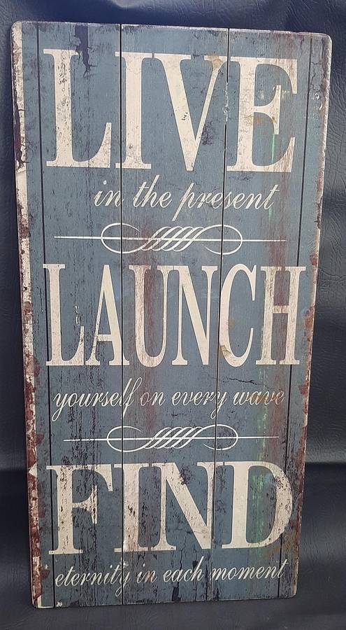 RUSTIC WOODEN SIGN  LIVE IN THE PRESENT | 60CM x 30CM | MINDFUL HOME DECOR