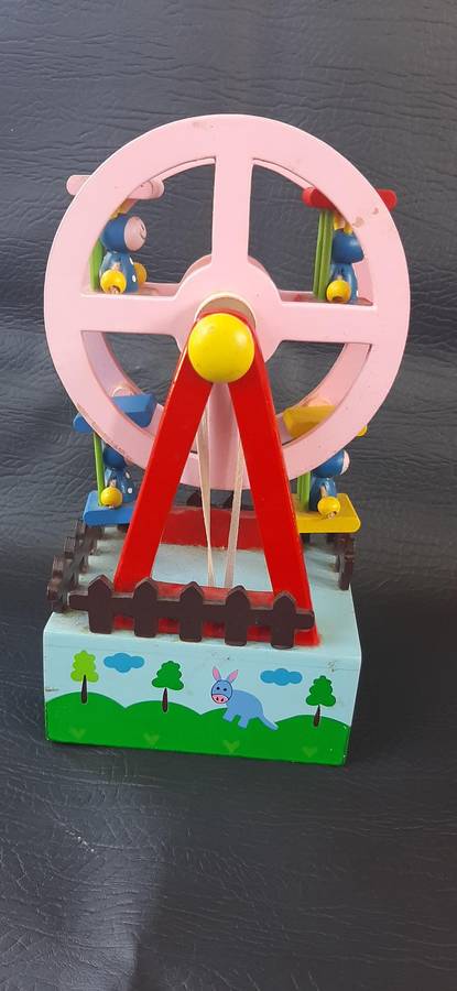WHIRLS OF MEMORY  VINTAGE WOODEN FERRIS WHEEL MUSIC BOX (21.5 CM)