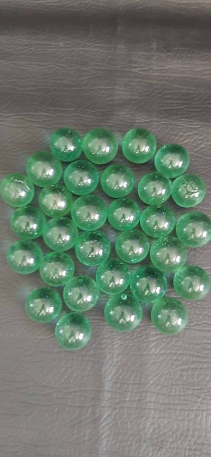 VINTAGE GLASS MARBLES  SET OF 30  TRANSLUCENT GREEN