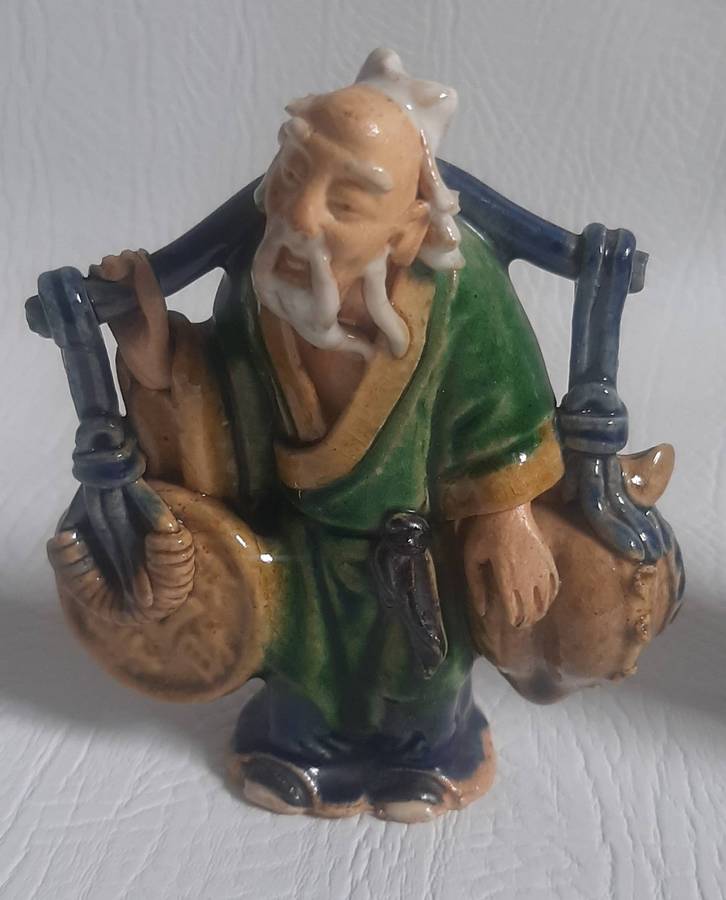 Vintage Chinese Ceramic Elders Trio - Handcrafted Wisdom in Glazed Form