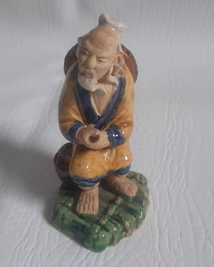 Vintage Chinese Ceramic Elders Trio - Handcrafted Wisdom in Glazed Form
