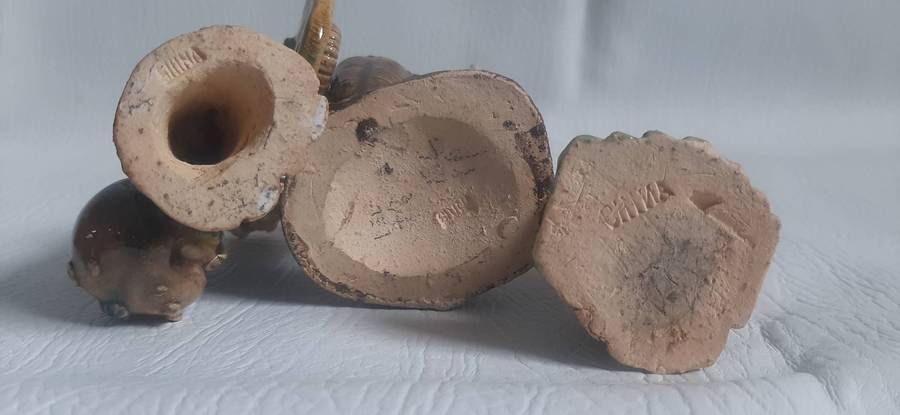 Vintage Chinese Ceramic Elders Trio - Handcrafted Wisdom in Glazed Form