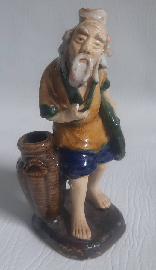 Vintage Chinese Ceramic Elders Trio - Handcrafted Wisdom in Glazed Form