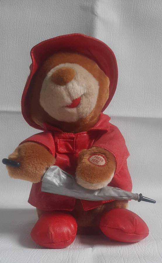Beverly Hills Teddy Bear Co. Rainy Day Teddy - 30cm Musical Plush in Red Coat & Boots