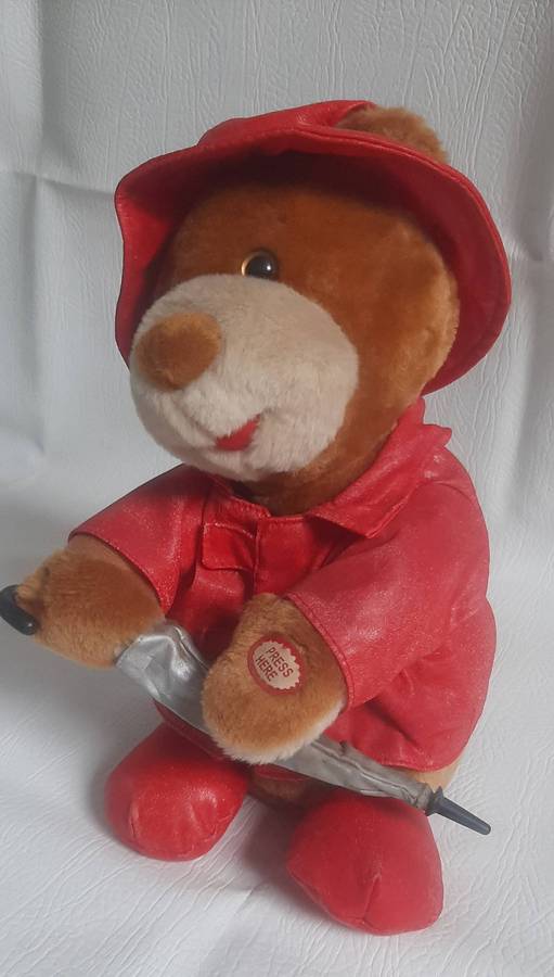 Beverly Hills Teddy Bear Co. Rainy Day Teddy - 30cm Musical Plush in Red Coat & Boots