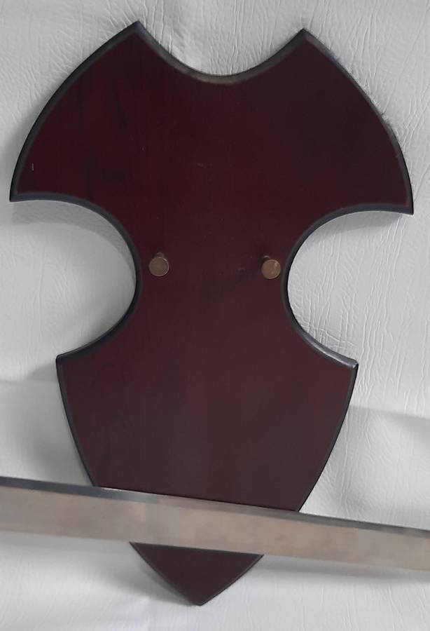 Double-Handed Broadsword 128cm Stainless Steel Display Piece with Wooden Mount