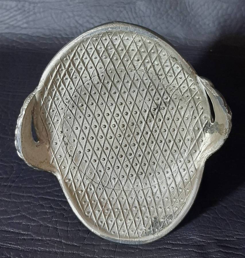 VINTAGE METAL HELMET INKWELL  CEREMONIAL STYLE WITH PORCELAIN INSERT