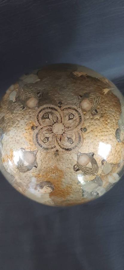 STUNNING DECOUPAGE OSTRICH EGG  BEAUTY ON NATURES CANVAS
