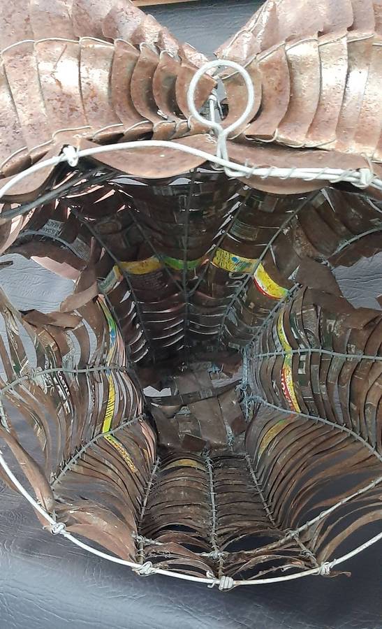 LARGE METAL WOVEN BUFFALO HEAD  WALL-MOUNTED SCULPTURAL STATEMENT