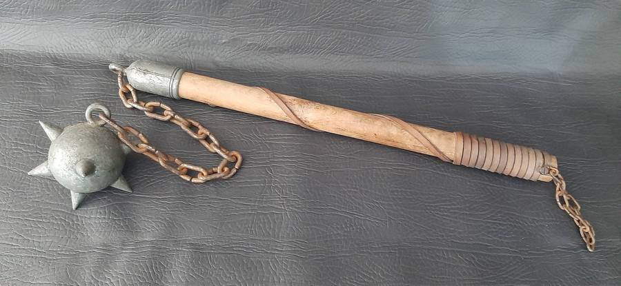 STUNNING MEDIEVAL MACE & CHAIN  PURE METAL, SPIKED BALL, HEAVYWEIGHT HERITAGE