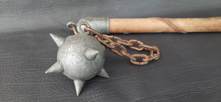 STUNNING MEDIEVAL MACE & CHAIN  PURE METAL, SPIKED BALL, HEAVYWEIGHT HERITAGE