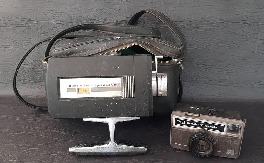 BELL & HOWELL SUPER 8 AUTOLOAD DUO + KODAK INSTAMATIC  MID-CENTURY FILM & PHOTO SET