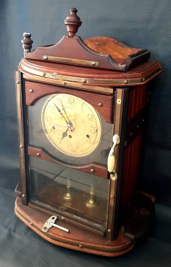1921 Junghans German Mantle Clock, Brass-Lined Mechanism, 43cm x 29cm x 65cm