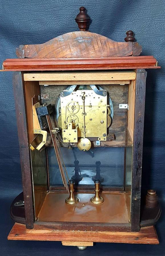1921 Junghans German Mantle Clock, Brass-Lined Mechanism, 43cm x 29cm x 65cm